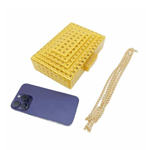 Image of Women Acrylic Rattan Clutch Purse Rattan Woven Evening Bag Wedding Party Purse Summer Beach Wicker Shoulder Handbag