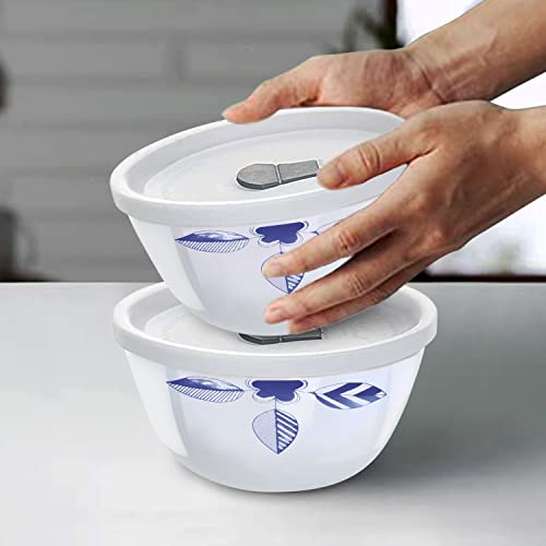 Borosil Serving Bowls For Entertaining, Set Of 2, 32 Oz, Lightweight Ceramic Bowls, Large Bowls For Food Storage, Mixing Bowls With Lids, Prep Bowls For Salad, Pasta, Microwave & Dishwasher Safe #TOP6