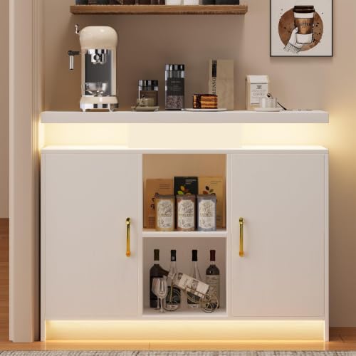 4 EVER WINNER Coffee Bar Cabinet with Storage, 40 Inch Coffee Station Cabinet with Charging Station...
