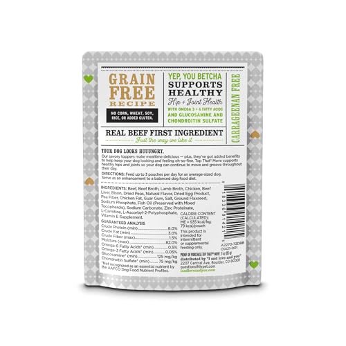 Image of I AND LOVE AND YOU Wet Dog Food Toppers - Top that Move Beef with Bison Recipe in Gravy, Meal Enhancer Topper, 3oz 12pk