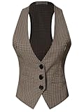 Design by Olivia Women's Racerback Plaid Vest Tuxedo Suit Waistcoat Navy/Brown Plaid S