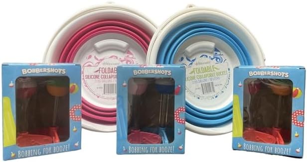 Fairly Odd Novelties 3X Bobber Shots Set with 2X Buckets - Bobber Shots Floating Glasses for Pool, Battle Shots Drinking Game - Summer Pool Beach Drinking Set, Floating Shot Glasses