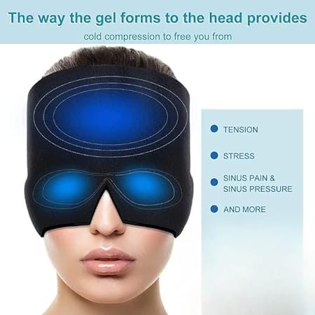 Fitaza Migraine Relief Cap, Cold Therapy Headache Relief Hat/Ice Head Wrap/Ice Pack Mask, Cold Compress Headache Relief Cap for Tension, Sinus & Stress 2