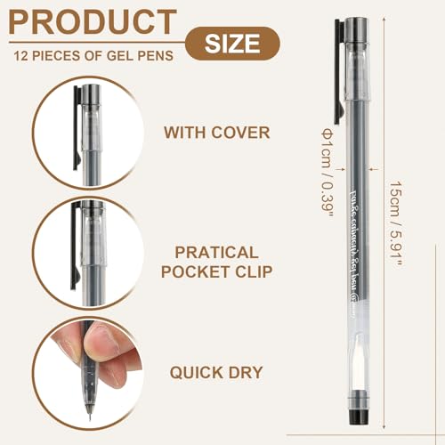 PATIKIL Bolígrafos Gel 0.5mm Pack 12 Tinta Negra miniatura 2