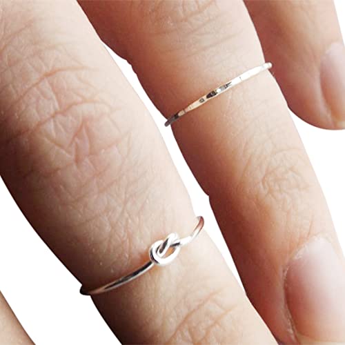 Silver Knot Knuckle Ring Set, Knot Ring, Stacking Rings, above knuckle, Knuckle Rings, Toe Rings, Rings, Yellow Goldfilled Knuckle Ring