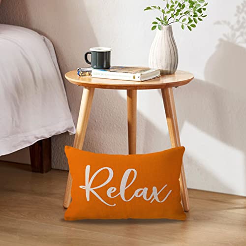 Ulove Love Yourself Relax Lumbar Throw Pillow Case 12×20 Inch Housewarming Gifts Farmhouse Orange Decorative Rectangular/Waist Cushion Cover For Sofa Beach Porch Bench Decor (12"×20", Orange) #TOP1