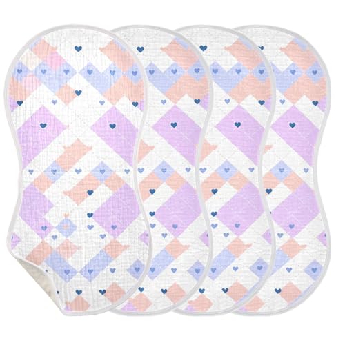 Baby Burp Cloths, Soft Absorbent Burping Cloths for Babies, Cotton Milk Spit Up Rags, Large Size for Newborns, Baby Boys and Girls (Pastel Argyle Pattern)3