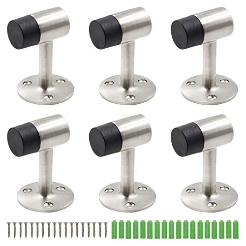 PHITUODA 3 Inch / 75mm Heavy Duty Floor Stop, Door Stopper Stainless Steel Brushed Nickel - Pack of 6
