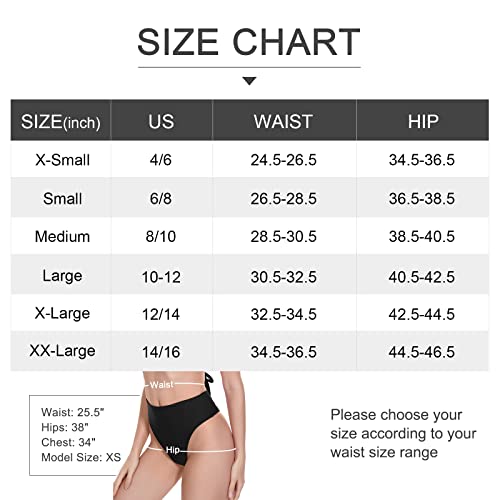 Kepblom Women's Thong Rave Bottoms High Waisted Bikini Bottom High Cut Panties For Dance Festival, Black, S #TOP4