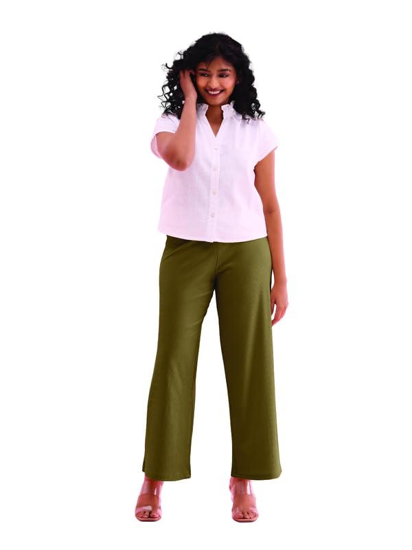 Image of GO COLORS Soft Rayon Blend Rib Palazzo Full Length for Women| Breathable, Mid Rise