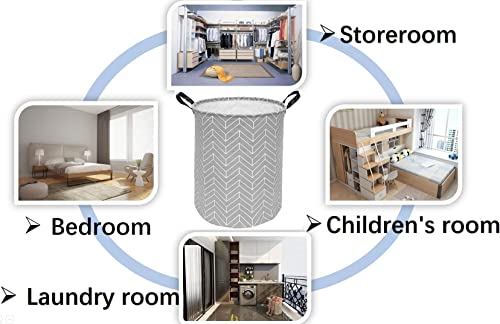 Image of 19.6 Inches Large Laundry Basket Waterproof Round Cotton Linen Collapsible Storage bin with Handles for Hamper Kids Room,Toy Storage(Geometric)