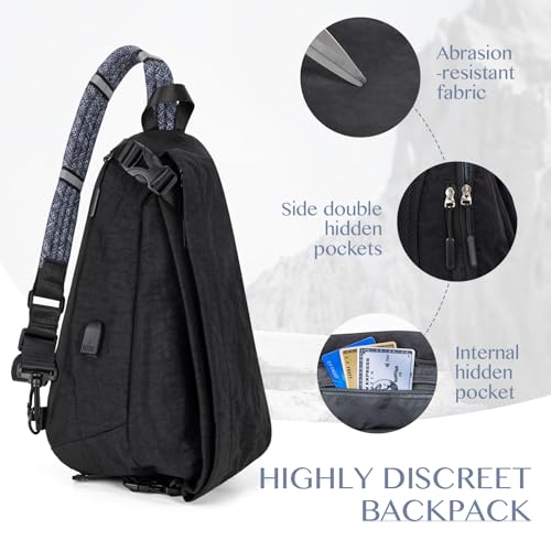 Large Sling Bag Nylon Purse Crossbody Bags for Women Waterproof Shoulder Bag for Women Men Travel Hiking3