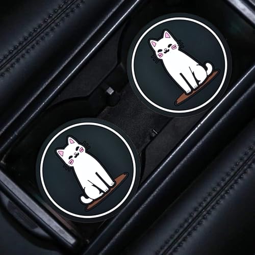 2 Pack Portavasos de Gato Blanco para Auto 2.75 Pulgadas miniatura 5
