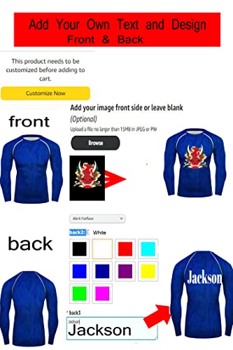 Custom Rash Guard Long Sleeve for Men, ADD Your Image to Front and Back Printing, Customized T Shirts Design Your Own4