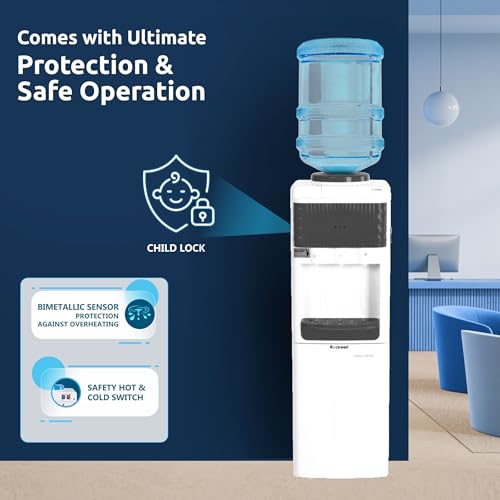 Image of Rockwell Floor Standing Hot, Cold & Normal Water Dispenser | Storage Cabinet Below, Child Safety Lock, Sturdy Build, Best for Offices, Shops & Commercial Use, Black