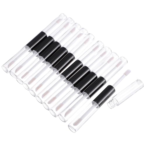 FONDOTIN Botellas de Brillo de Labios Vacías Transparentes Petg de 4 Ml Tubo de Lápiz Labial de Doble Extremo con Tapón de Goma Envase Cosmético Portátil para Maquillaje 10 Unidades