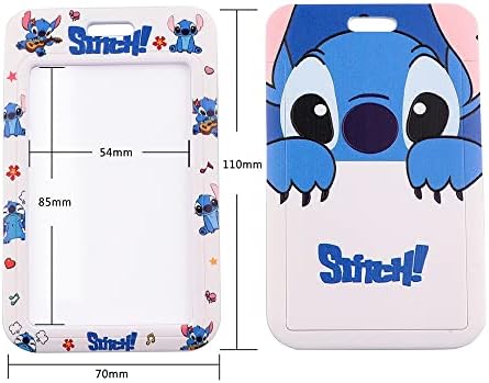 2pcs Lilo Lanyard Stitch Lanyard with Card Holder,Lilo and Stitch Neck Strap Card Case Lanyard with Detachable Card Holders for Office School Supplies, ID Card, Keys
