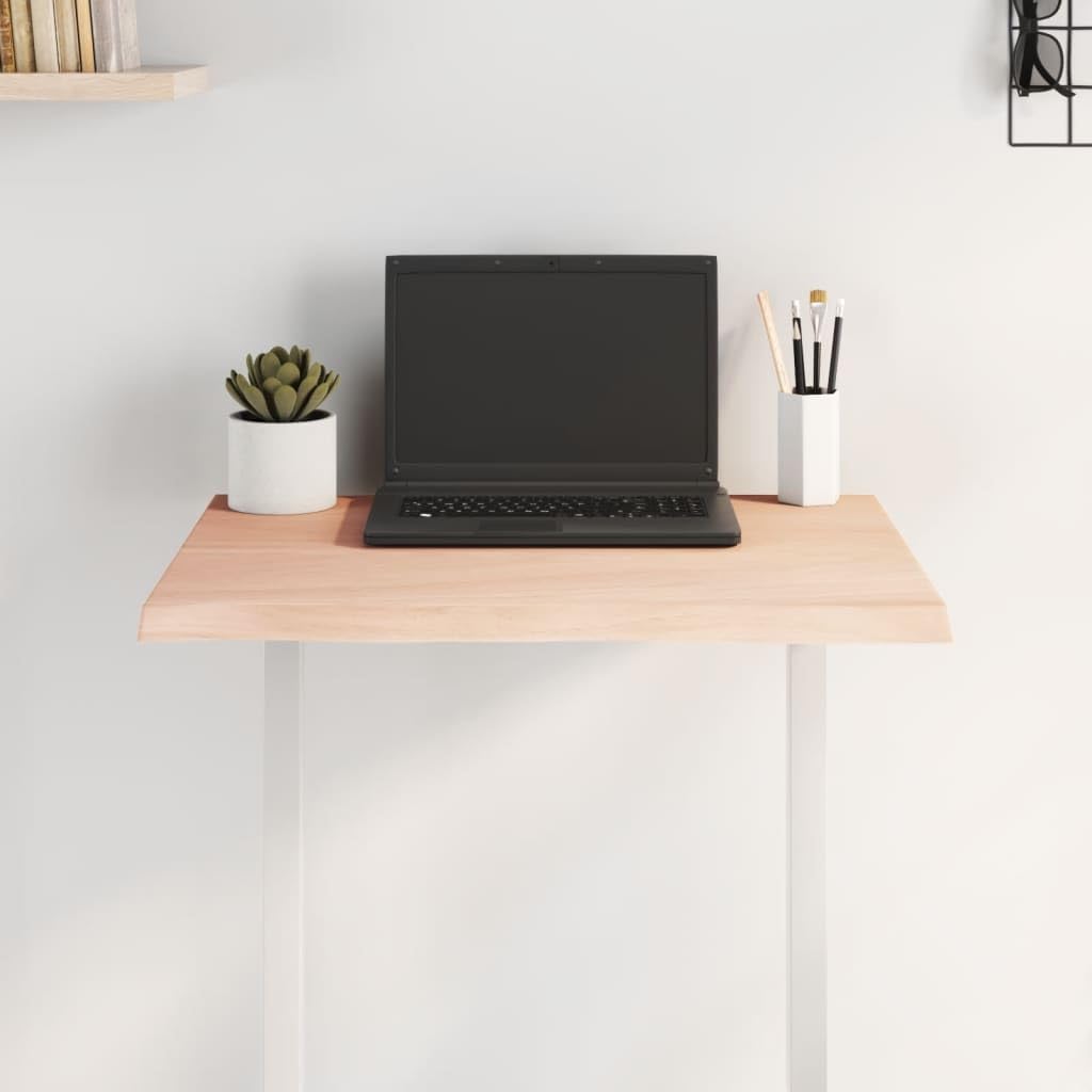 vidaXL Tischplatte, Holzplatte für Tisch Esstisch Couchtisch, Massivholzplatte Handgefertigt mit Baumkante, Ersatztischplatte, 60x50x2cm Massivholz Eiche Unbehandelt