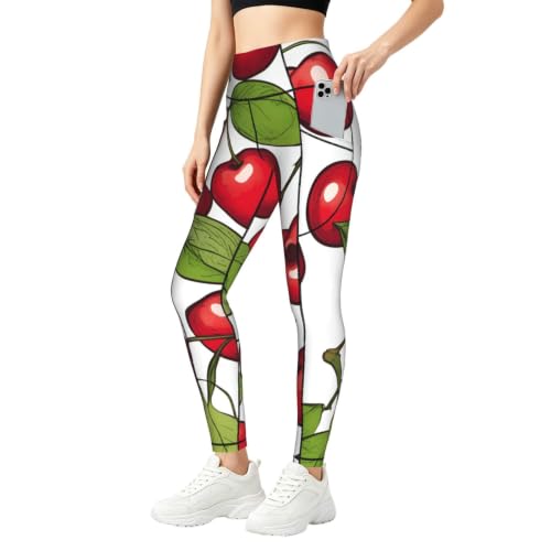 Leggings de cereza conjuntos de entrenamiento que evitan transparencias