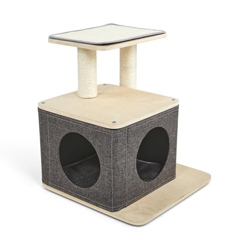 Boîte pour chat avec plateforme à griffer et grand coussin doux - 3