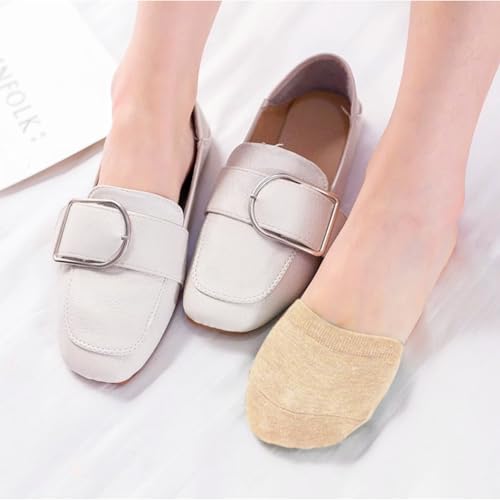 8/12 Pairs Womens No Show Half Socks – Cotton Invisible Liner Toe Topper Covers for Mules Clogs Flats Slip-Ons3