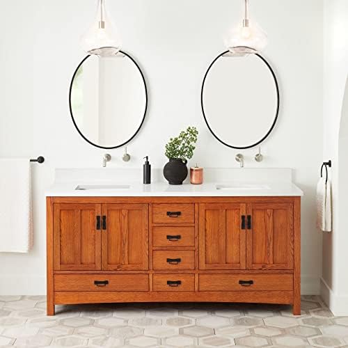 Signature Hardware 484190 Maybeck 72" Free Standing Double Basin Vanity Set with Cabinet and Quartz Vanity Top - Tinted Oak/Arctic White