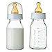 Natursutten Anti-Colic 4 oz Glass Baby Bottles with Newborn/Slow Flow Natural Rubber/Latex Nipples, 2 Pack. Borosilicate Glass Made in France. Natural Rubber Made in Italy.