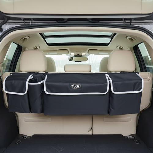 Image of YoGi Prime Hanging Trunk Organizer, Hanging Car Organizer, Cars Trunk Organizers | Hang Storage Bag for SUVs, Waterproof, 4 Pocket Backseat Storage Solution | Easy Install, Durable and Versatile