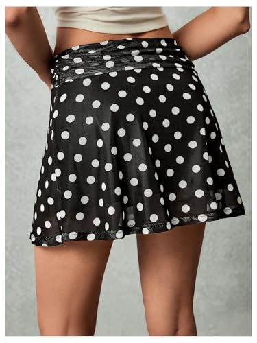 MakeMeChic Women's Polka Dots Mini Skirt Low Waist Ruched Summer Skirts3