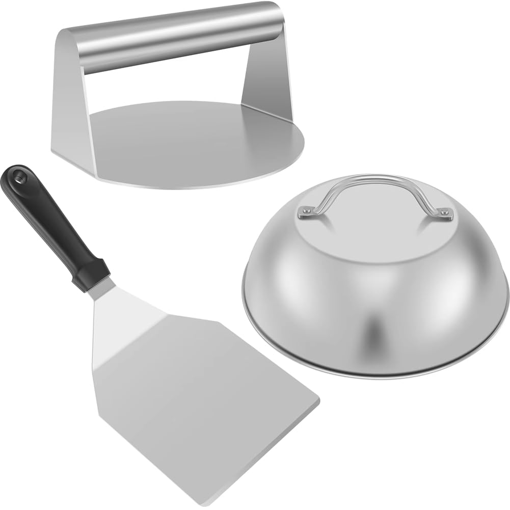 CTRLZS Smashed Burger Kit - Burger Press and Metal Spatula for Flat Top Grill Cooking, Perfect Hamburger Patty Maker