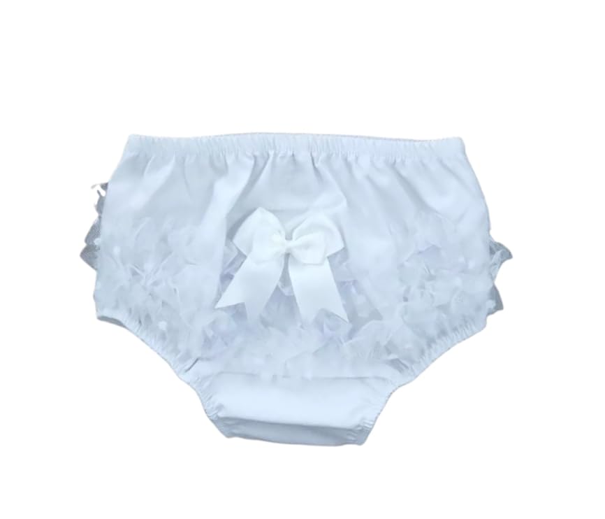 Archer & Finch Kids Girls Frilly Pants Knickers Babies Nappy Covers Organza Bow Age 0-18 Months