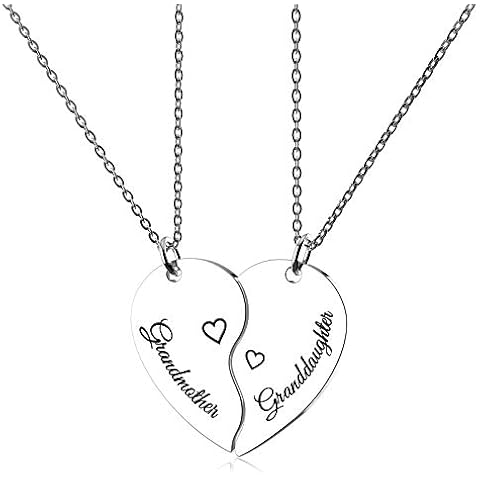 seensea Granddaughter Grandma Heart Halves Matching Necklaces Set of 2 Granddaughter Gifts Necklaces for Women Cover