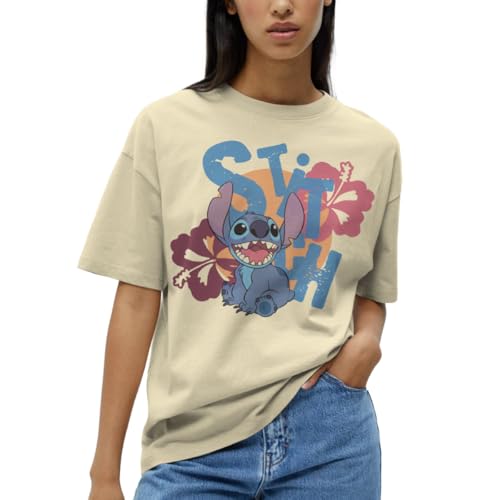 La Mejor Lista de Playera Mujer disponible en línea. 49 Disney Happy Stitch Playera para Mujer Amarilla | Manga Corta