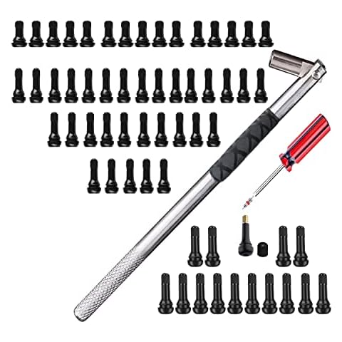 Dr.Roc Tire Valve Stem Puller Set –1 x Valve Stem Installer, 60 x Brass Ozone Resistant EPDM Snap-in Tire Valve Stem with Valve Core (15 x TR412,30 x TR413,15 x TR414), 1 x Valve Core Remover Cover