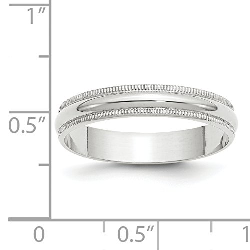 Roy Rose Jewelry 10K White Gold 4mm Milgrain Half Round Wedding Band Ring Sizes 4 to 144