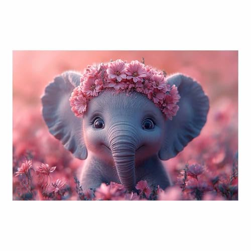 Toile elephant rose grand format pour reveiller un mur blanc