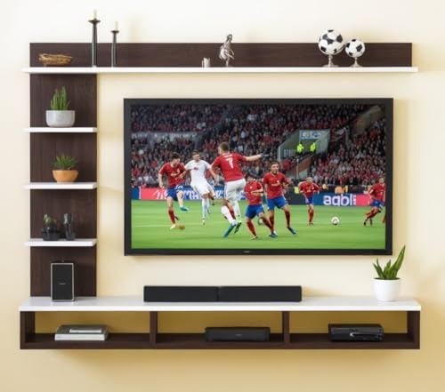 Image of C Style Wenge White 48 Inches Broad Unit Set Elegant Home Decor Wall Shelf for Living Room | Kid's Room