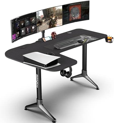 Outshine Gaming Citadel L Shape Corner Gaming Desk 160cm x 100 x 70-80 with Height Adjustable Legs & Dedicated Cable Management (Black, Left Hand)