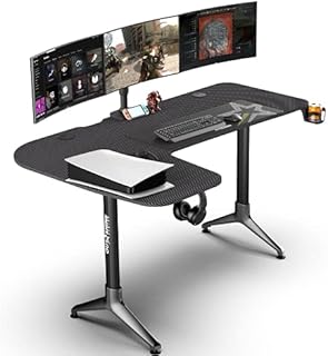 Outshine Gaming Citadel L Shape Corner Gaming Desk 160cm x 100 x 70-80 with Height Adjustable Legs & Dedicated Cable Management (Black, Left Hand)