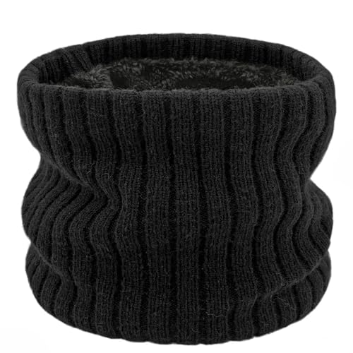 HOPSOOKEN Kids Fleece Neck Warmer Gaiter Winter Scarf for Boys Girls Windproof Soft Thermal Infinity Scarf for Cold Weather(Black)