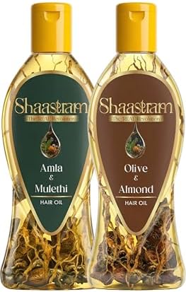 Amla Mulethi & Olive Almond Helps Reduce Hair Fall & Helps Control Dandruff | 180ml Herbal Hair Oil Combo | With Real Herbs and Petals | Real Non-Sticky, Real Lightweight, Fast Absorbing Oil