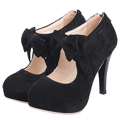 MAVMAX Women's Bow Mary Jane High Heel Platform Stilettos Pumps