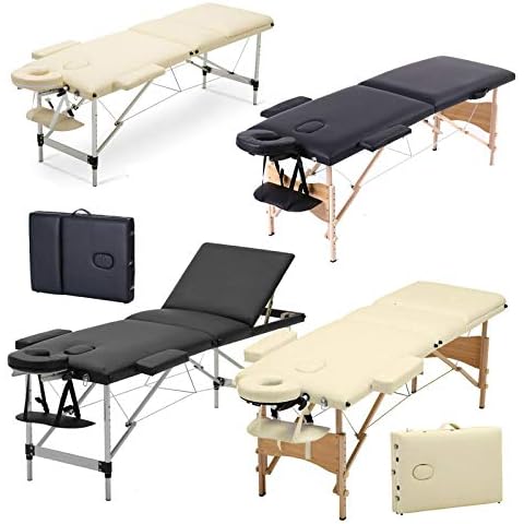 3 Zonen Mobile Massageliege klappbar Massage Kosmetik Bank Ttisch klappbar Höhenverstellbare Holzfüßen Massagebank (bis 230kg belastbar) - Schwarz Cover
