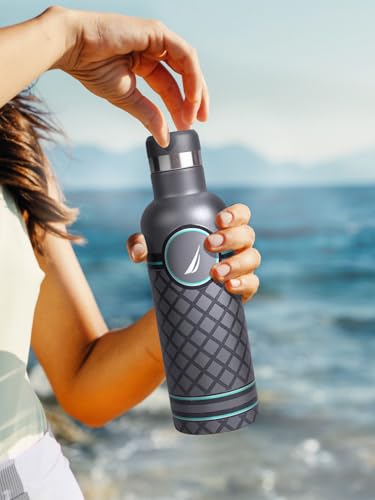 Image of NAUTICA Premium Leak-Proof Insulated Water Bottle - 1pc (Yacht)| 500ml | Stainless Steel Flask with 24 Hours Temperature Retention | Ideal for Travel, Gym, Office Use Oreo Printed-Grey /Green
