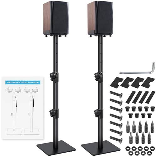 Support d'enceinte au sol réglable OUUTMEE pour haut-parleurs de bibliothèque et satellite, 2 pcs