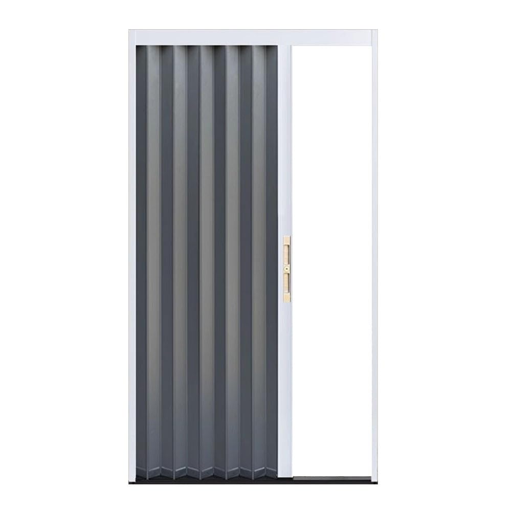 Interior Accordion Door, Waterproof and Heat Insulation, Sliding Door for Bedroom, Bathroom, Kitchen, Office(Gray Right,1210x1110mm)