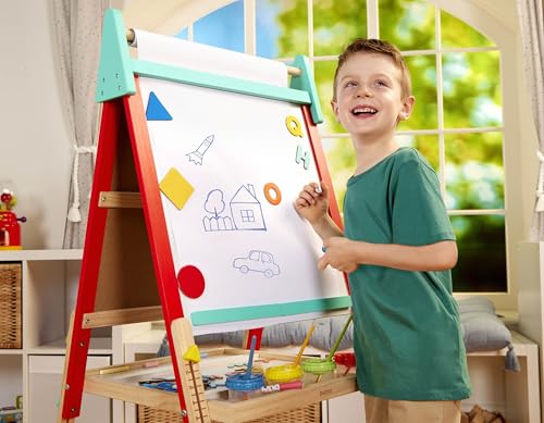 Image of Battat Kids Art Easel, All-in-One Creation Station, Wooden Double-Sided