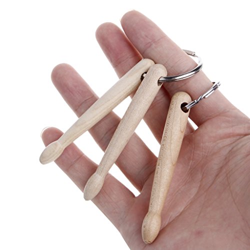 NUEEUDD Mini Drum Sticks Schlüsselanhänger Holz Drumsticks Schlüsselanhänger Kette Percussion Geschenk