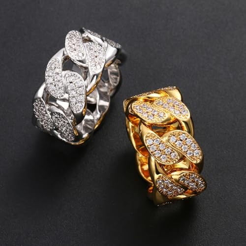 14K Gold Round Cut Cuban Moissanite Ring, Hip-Hop Ring, Timeless Accessory for the Gentleman4