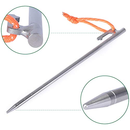 iBasingo 6 piezas Estacas de Tienda de Titanio 20 cm con Cuerdas Reflectantes Ultraligeras para Camping, Senderismo, Picnic, Resistentes a la Corrosión y Duraderas miniatura 3